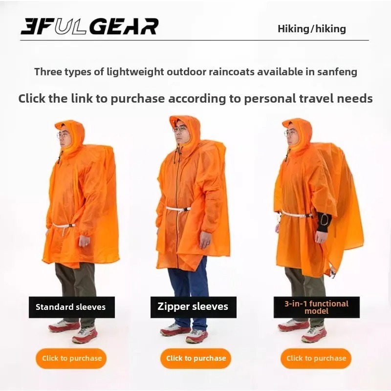 Jas Hujan Ultralight 3F UL GEA - Camping Rain Poncho ulasan dan harga