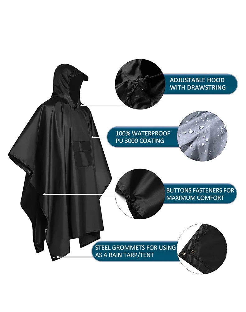 2026 Untuk Berkemah Mendaki Gu - Camping Rain Poncho ulasan dan harga